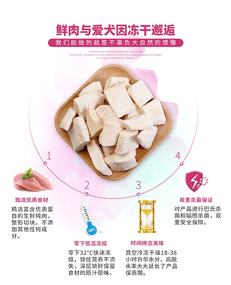 朗诺 冻干鸡肉肉粒奖励狗零食 70g 富含82%高蛋白