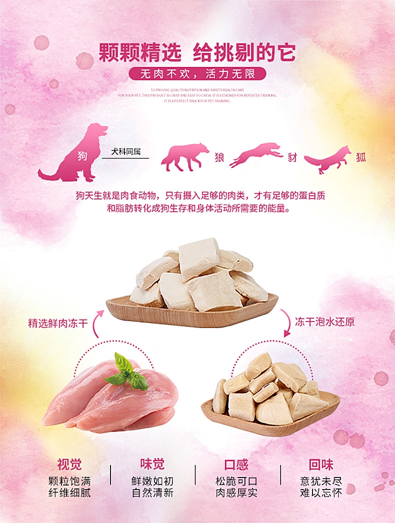 朗诺 冻干鸡肉肉粒奖励狗零食 70g 富含82%高蛋白