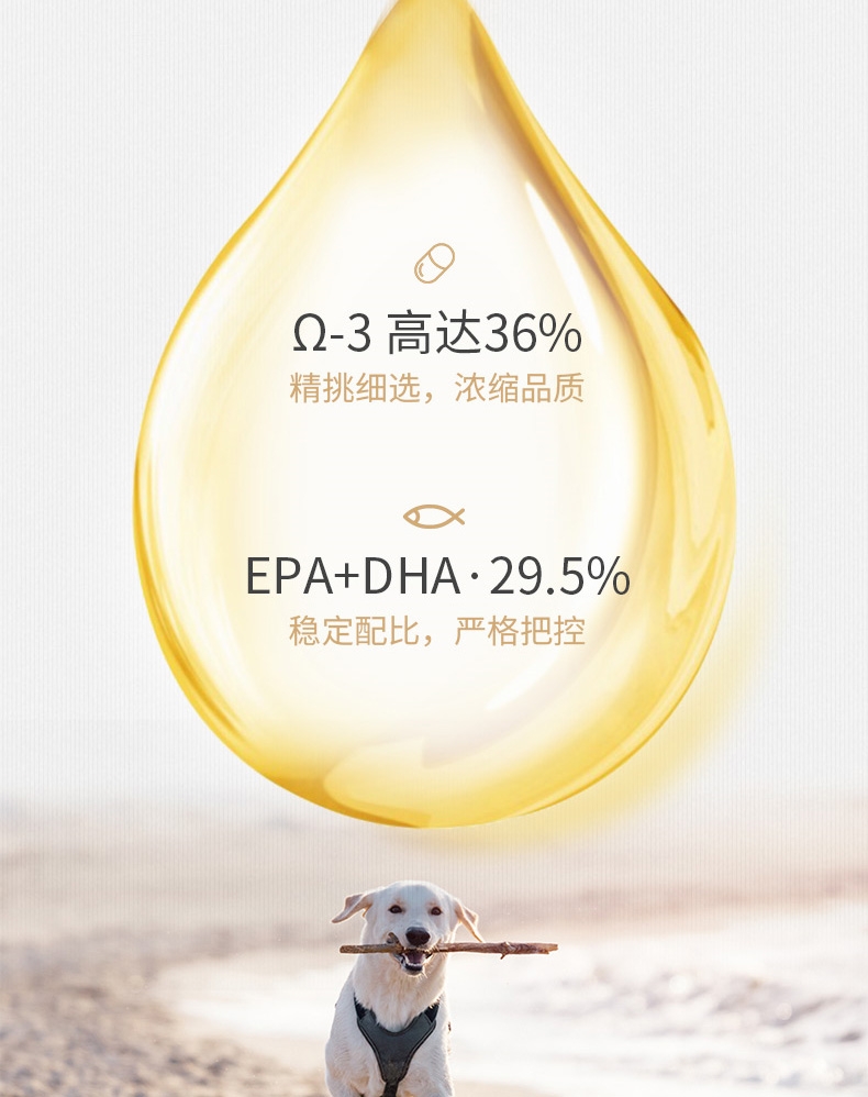 MAG 犬用超浓缩冰岛三文鱼油 300ml Ω-3含量≥36% 美毛亮毛